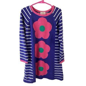Hannah Anderson dress sweater dress purple stripes pink flower size 120 (12years